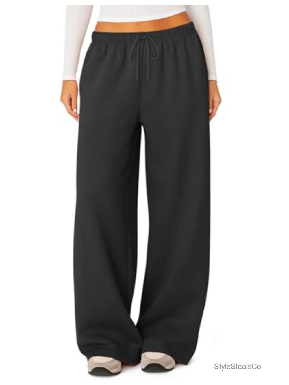 Fleece Lined Baggy Wide Leg Sweatpants with Pockets